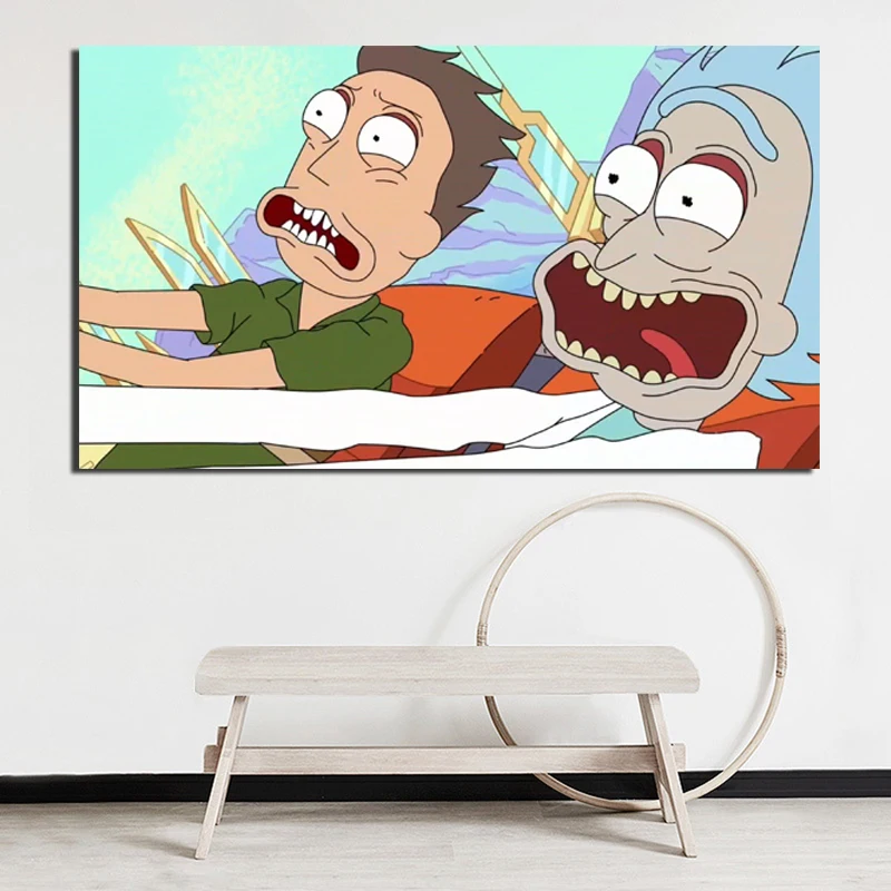 

Rick And Morty Frightened Canvas Painting Poster Prints Marble Wall Art Painting Decorative Picture Modern Home Decor Wallpaper