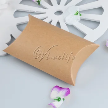 

50pcs/lot New Style Kraft Paper Gift Candy Box Cute Pillow Box Shape Wedding Favor Party Decor Wholesales 9cm x 13cm