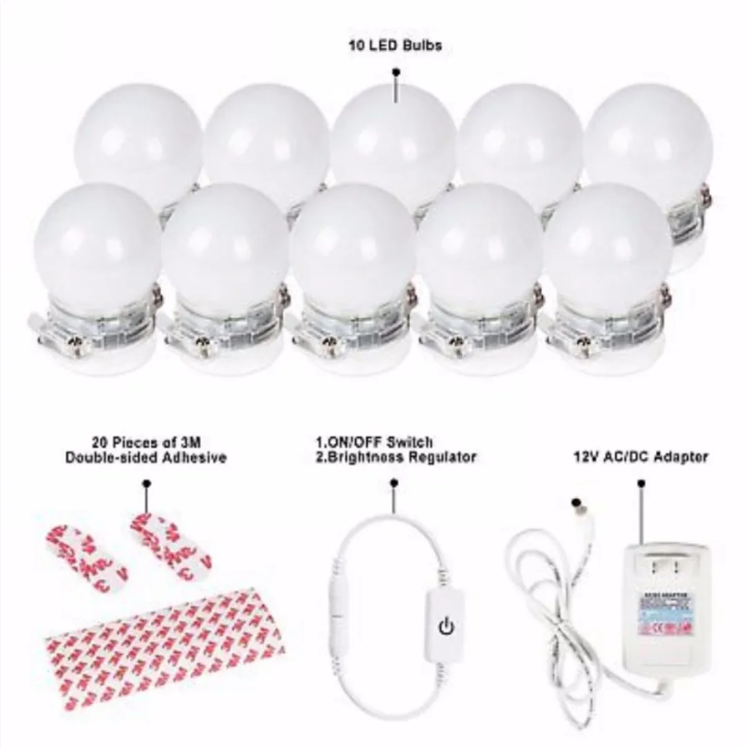 Vanity LED 10 Bulb Mirror Light Kit for Makeup Hollywood Mirror with Light Stage