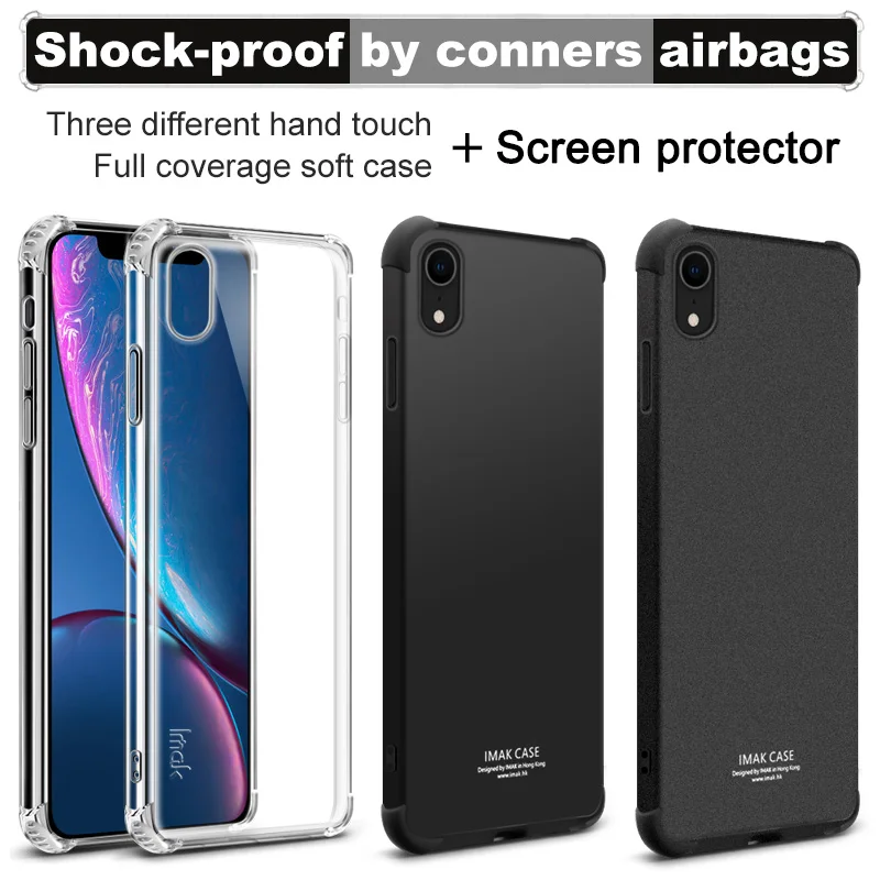 10pcs/lot Wholesale IMAK Shock Resistant Case Airbag Version Soft TPU Phone for iPhone XR with Screen protector |