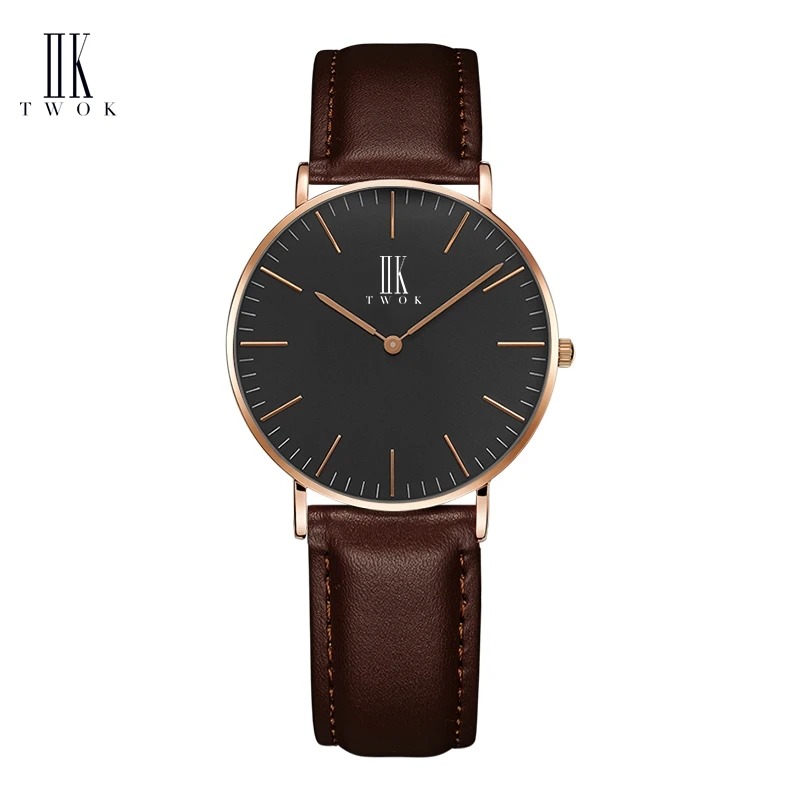 

Men Women Watch 6MM Exquisite Thin Small dial Wristwatch IIKTWOK Fashion Concise Casual Leather strap Quartz Lovers Watch Clock