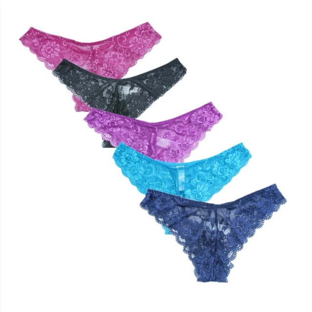 XXXXL XXXL big size 7 colorful solid lace flower Sexy Women Thongs G-string Underwear  Panties