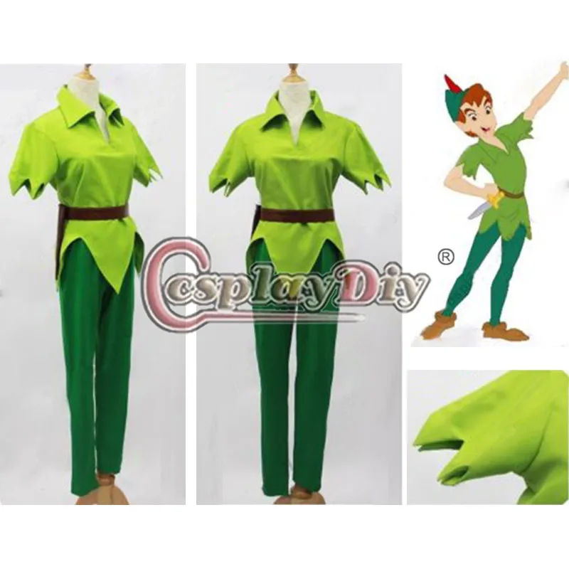 

Adult Men Peter Pan Costume Green Fancy Dress Carnival Party Cosplay Costume Custom Made D0528