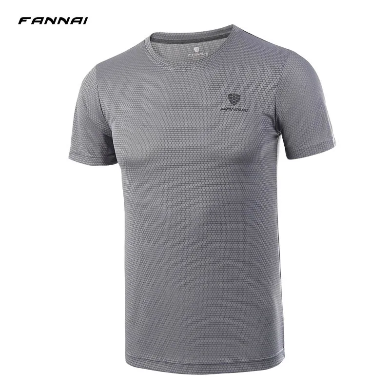 Новинка, Мужская футболка для бега, спортивная одежда, летняя дышащая быстросохнущая футболка с коротким рукавом, футболка для футбола - Цвет: Gray