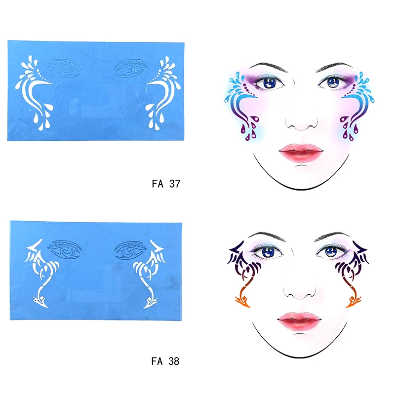 Soft Face Painting Stencils Reusable Facial Makeup Templates Party Festival 