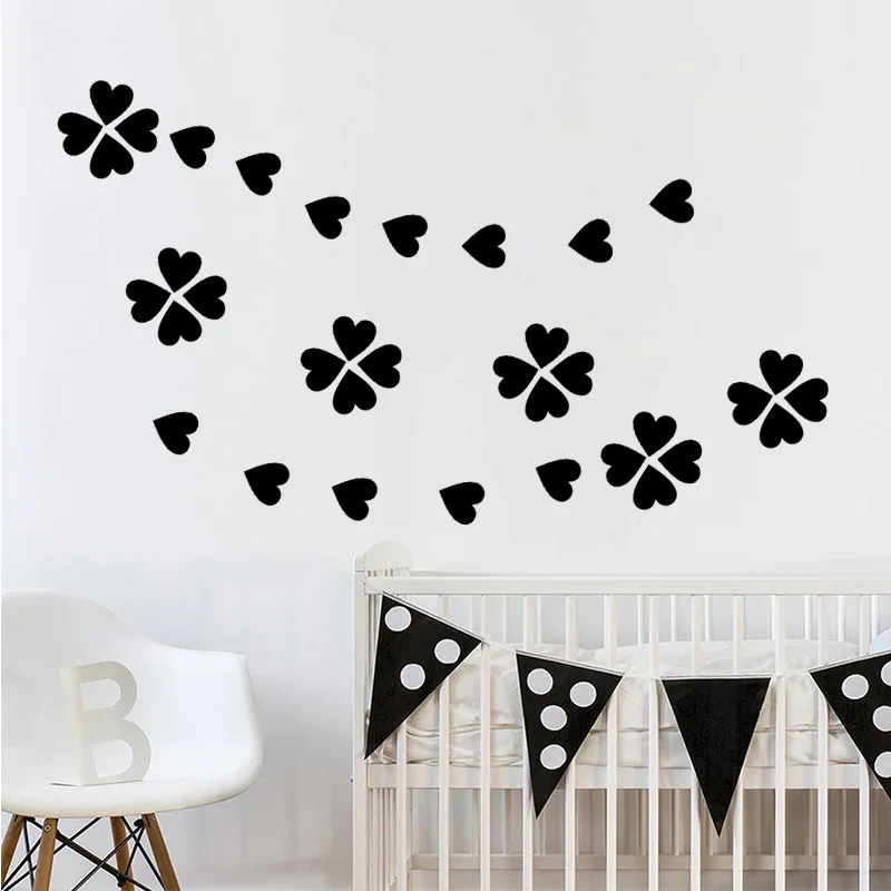 42pcs/set red white black heart love wall stickers for kids rooms