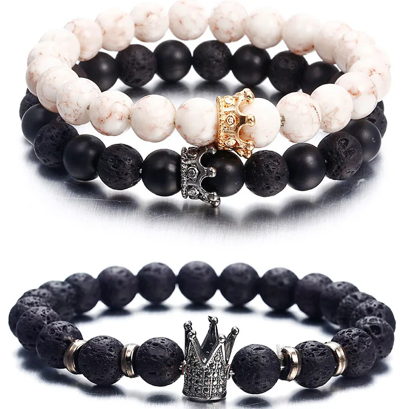 

2019 Bracelets for Women Black Colors Healing Beaded Natural Bracelet Lava Stone Diffuser Bracelet Jewelry ns74hei