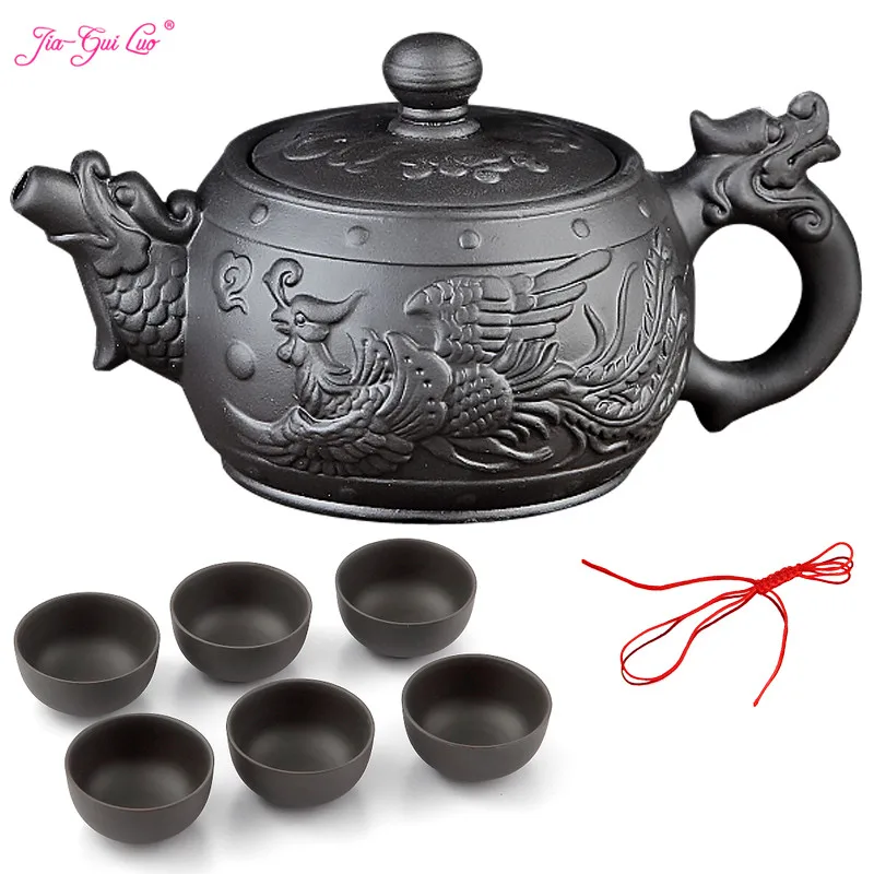 

JIA-GUI LUO 7 pieces 1 set Tea Set Tea Cup Household Teapot Purple Clay Ball-hole filter ceramic kung fu tea set J003