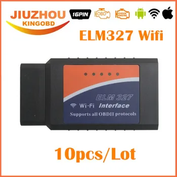 

10pcs Free ship ELM327 WIFI ELM327 OBD2 Auto Code Reader WI-FI Connection ELM 327 Support IOS Phone OBD2 Diagnostic Scanner Tool