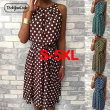 Pickyourlook Polka Dot Dress Women Summer Plus Size Sleeveless Casual Belt Female Midi Dress Retro Vintage Vestido Robe Femme Pickyourlook Polka Dot Dress Women Summer Plus Size Sleeveless Casual Belt Female Midi Dress Retro Vintage Vestido Robe Femme