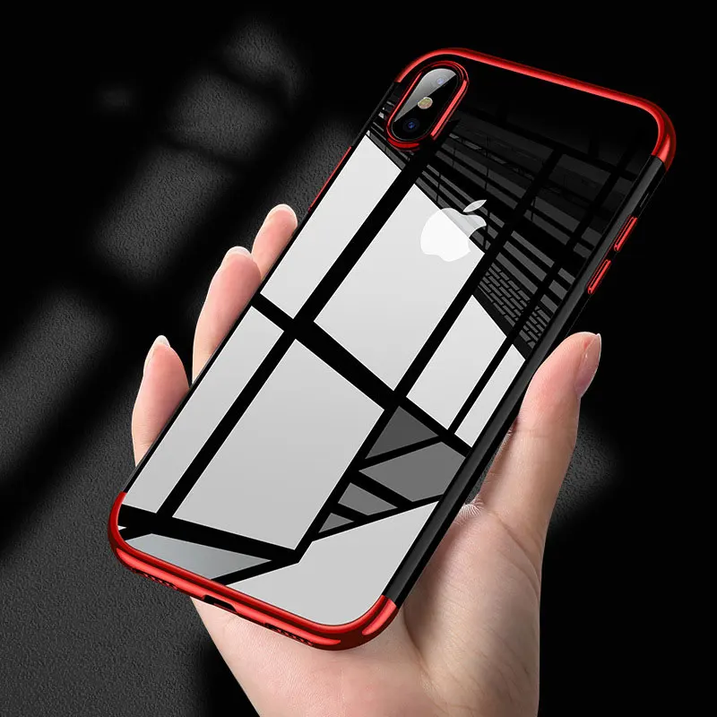 

Luxury Plating Clear Soft TPU Phone Case For iPhone X XS Max XR 7 8 Plus 6 6S 5 5S SE Coque Crystal Transparent Silicone Cover
