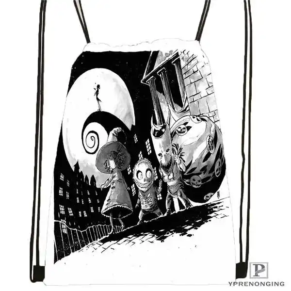 Drawstring Backpack Пользовательские Кошмар перед Рождеством походная сумка на шнурке милый рюкзак для детей(черная спина) 31x40 см#180531-04-08 - Цвет: Drawstring Backpack