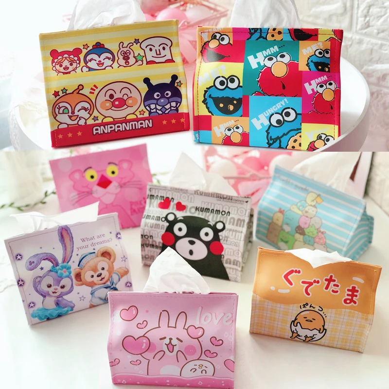 

PU tissue box cartoon pattern rectangular napkin carton tissue box paper holder home desk storage box tissue box Anpanman