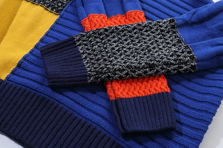 Зимние Oversize с контрастной Цвет плед свитера Лоскутная High Street Повседневное