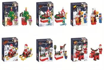 

6 pcs Christmas Festival Santa Claus Tree Elk Building Blocks Figures Scenes Model Compatible With Lego Toys Best Gifts For Kids