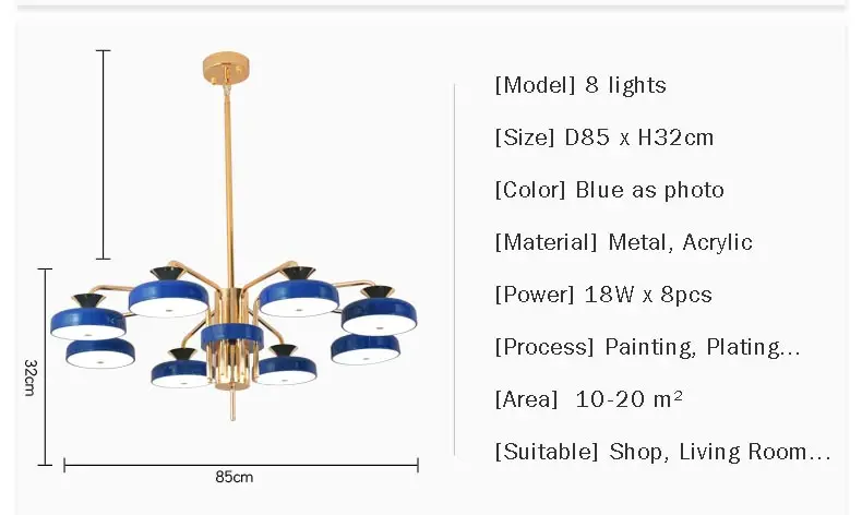 Скандинавская светодиодная люстра, черный светильник для гостиной, светильник для спальни, кухни, домашний декор, Домашний Светильник, синий металлический блеск