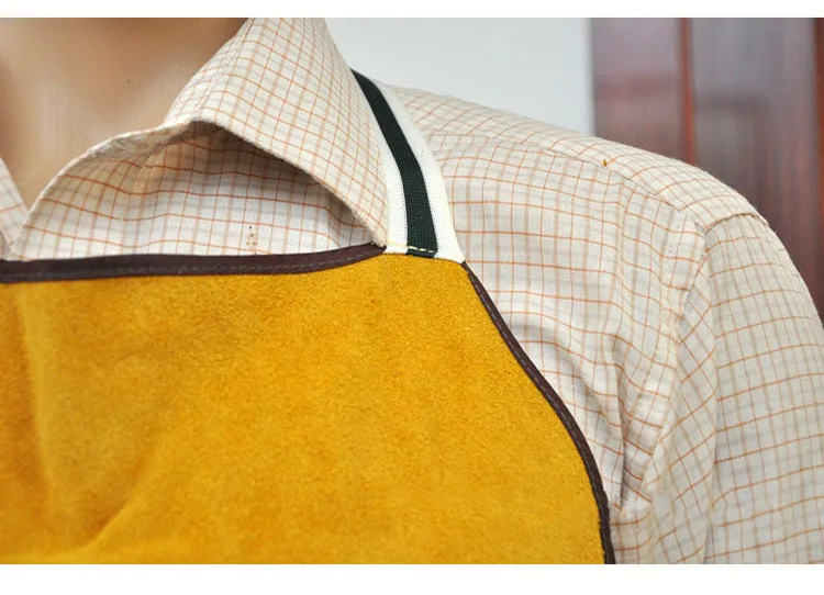 CCGK Welding Apron Cow Suede Welders Leather Safety Bib Apron Labor Working Protective Clothing Heat Resistant  Fire-resistant (3)