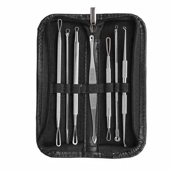 

7 Pcs/Set Fashion Profession Pimple Blemish Comedone Acne Extractor Blackhead Whitehead Remover Kit Face Clean Tool