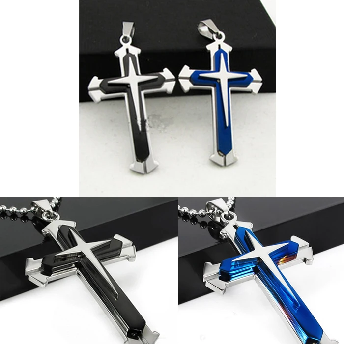 

Exquisite Unisex Men Stainless Necklace Steel Cross Pendant Necklaces Chain Trinket Jewelry Necklaces Pendientes Ornaments Sets