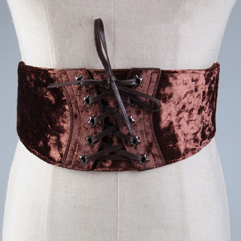 Imitation Flannel Wide Belts with Buttons Women's Button Waistband