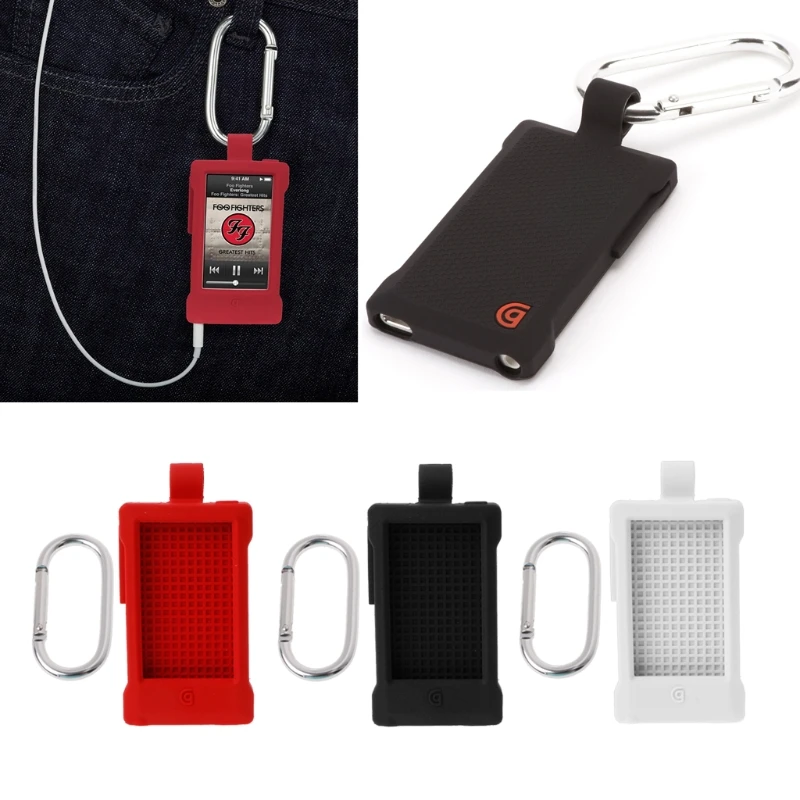 

OOTDTY Silicone Case Protective Skin Cover With Carabiner For iPod Nano 7 Outdoor Sport
