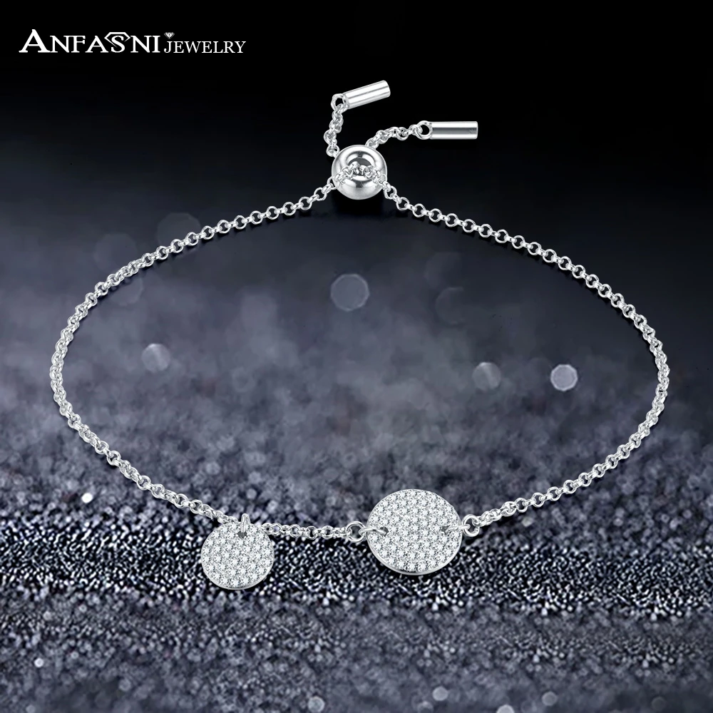 

ANFASNI New Fashion Two Round Adjustable Bracelet & Bangles Jewelry With Cubic Zirconia For Women Charm Bracelets CBR0127-B