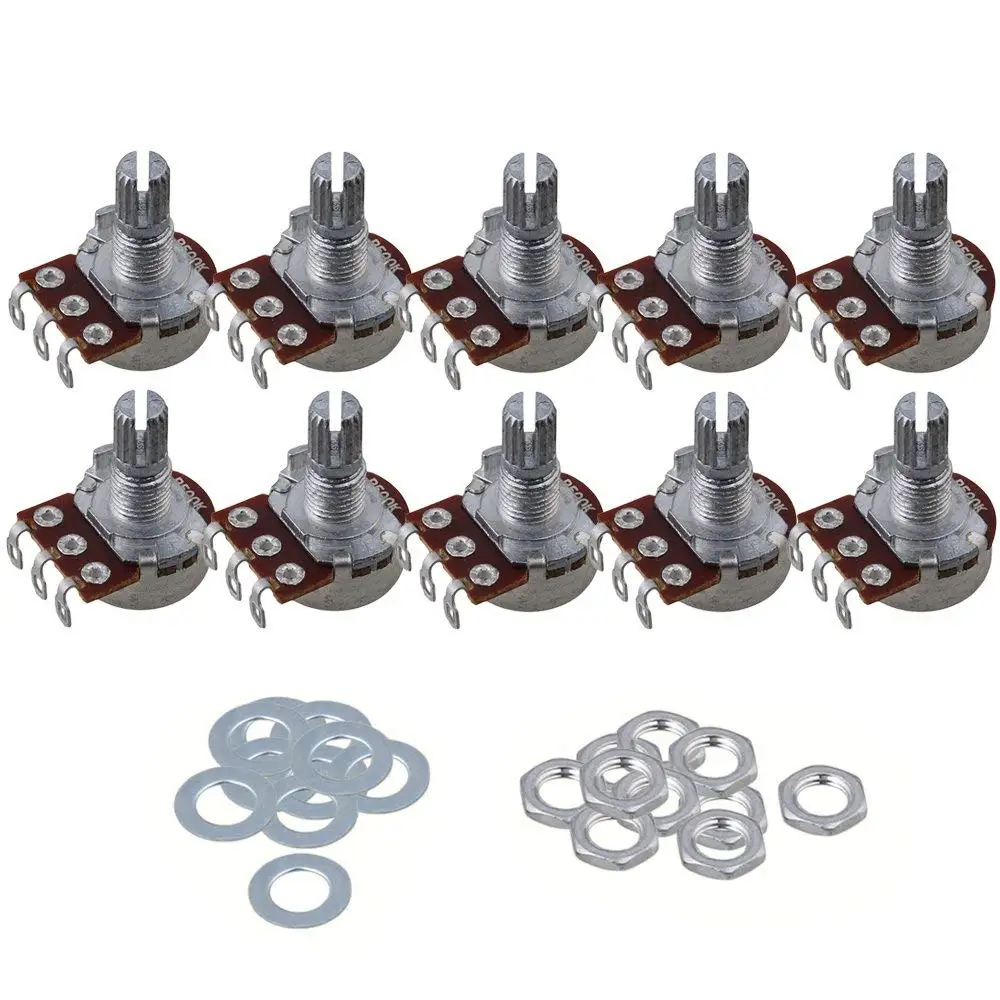 

10PCS B500k 16mm Base 15mm Shaft Electric Guitar Volume Potentiometer