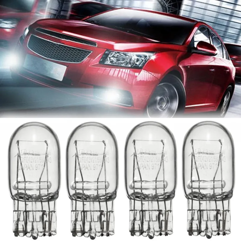 4pcs T20 7443 7440 21/5W DRL Bulbs Double Filaments Halogen Bulb Clear Glass Daytime Running Light Turn Signal Light