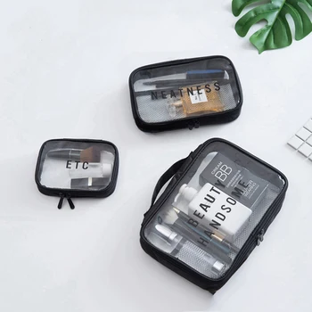 

3pcs Transparent Clear Makeup Bag See Through Cosmetic Bag Waterproof Make Up Organizer Pouch Beautician Toiletry Wash Bags