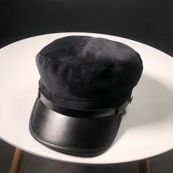 HT2031 осень-зима Шапки для Для женщин теплые плоские топ в стиле милитари утконоса газетчик шапки Берет Hat Винтаж бархат из искусственной