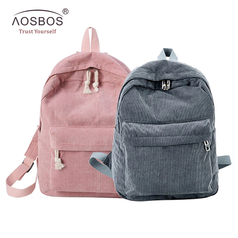 

Aosbos Soft Fabric Backpack Women Corduroy School Bag for Girls Teenage Fashion Casual Students School Backpacks Laptop Bag Pack