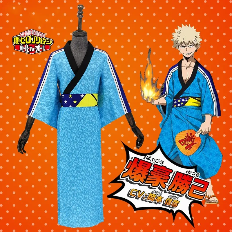 My Hero Academia Bakugou Katsuki Kimono Cosplay Costume Halloween