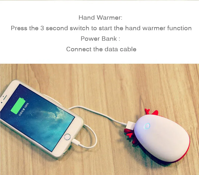 4500mAh USB Rechargeable Electric Hand Warmer Winter Totoro Double-Side Mini 5V Long Life Pocket Power Bank 2 in 1 Handy Heater