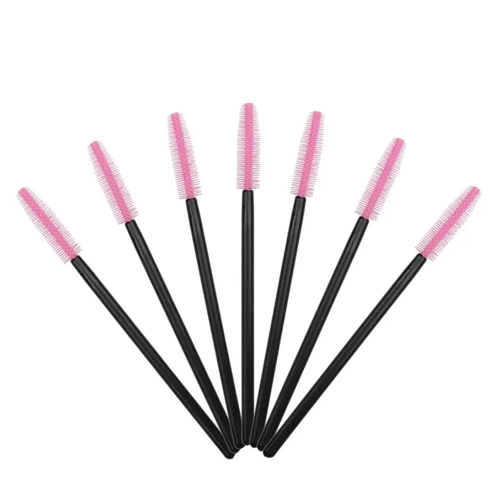 

200 Pcs/pack Silicone Mascara Wands Disposable Eyelash Brushes for Extensions Lash Applicators Makeup Tool Kit with Black/Pink