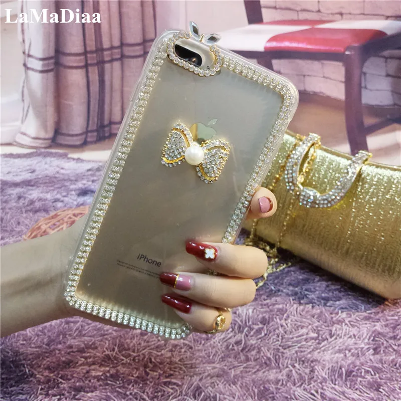 Luxury Rhinestone Diamond Bling Claw Chain Jewelry Crystal Phone Cases