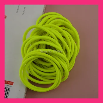 

50PCS 4mm neon yellow Elastic Ponytail Holders with gluing connection,yellow Elastic Hair Ties,BARGAIN for BULK