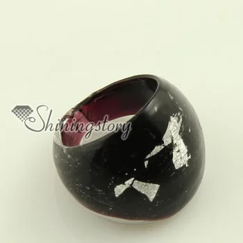 

Foil Italian venetian lampwork blown murano glass finger rings jewelry jewellery high fashion jewellery