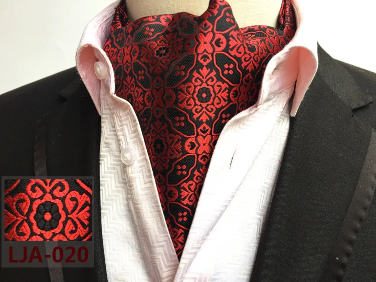 Cravat Ascot Neck-tie Polka Dot Paisley Silk Ties Red Bule Fashion British gentleman scarf Cravat Suit for Men Business Party