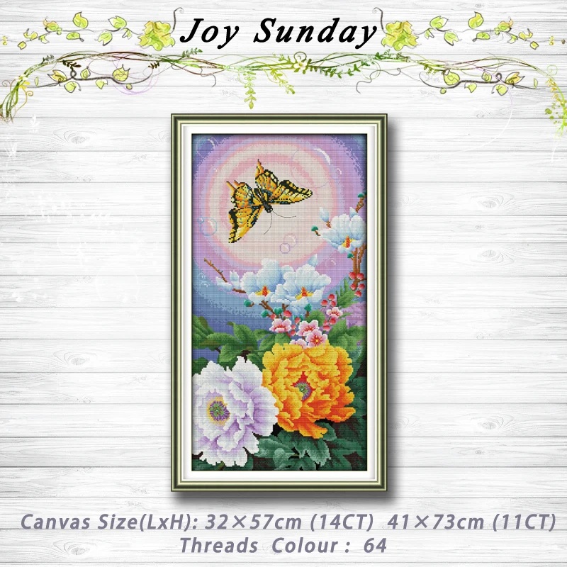 

The butterfly and flowers Peony patterns Counted Cross Stitch 11CT Printed 14CT Handmade Cross Stitch Set Embroidery Needlework