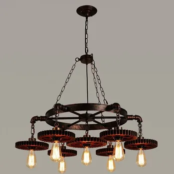 

Retro Metal Chandelier Loft Industrial Gear Lamp Creative Restaurant Cafe Bar Clothing Store American Vintage Wrought Iron lamp