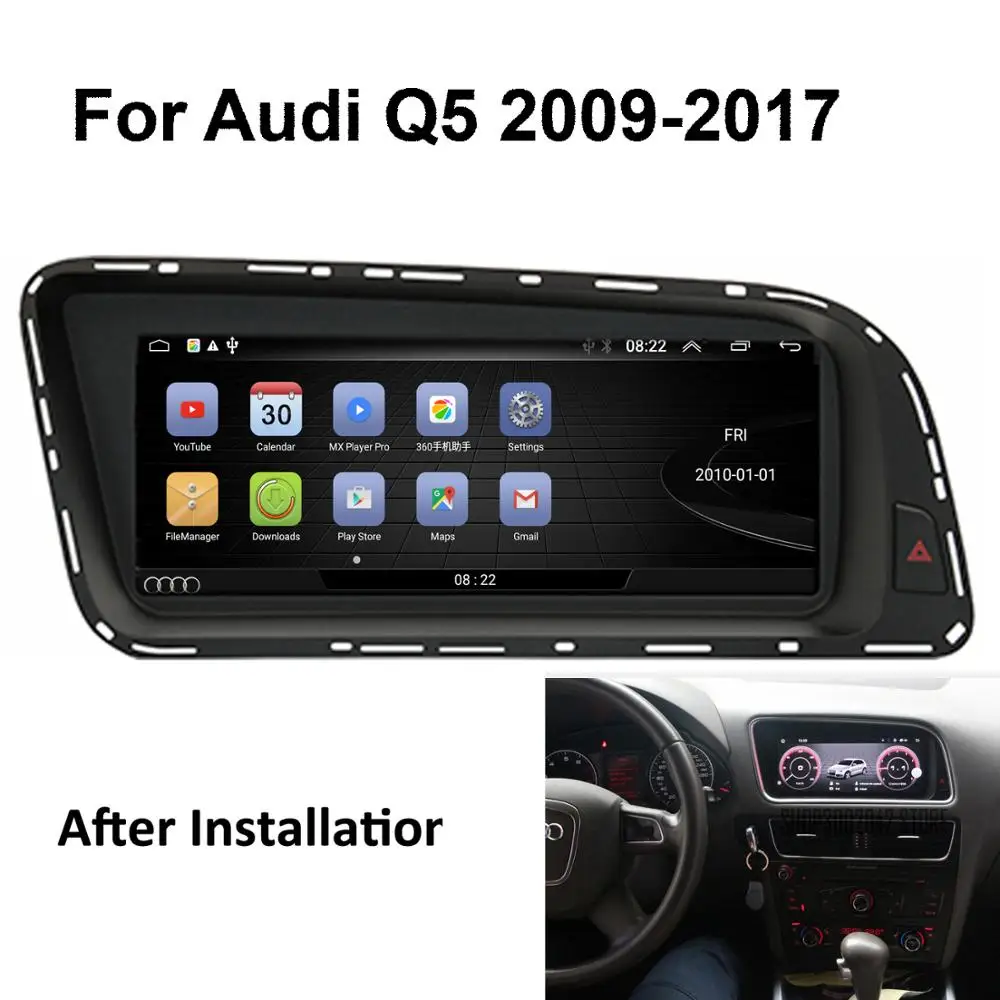 

HFCYJIA 8.8" IPS Touch Car GPS Navi Screen For Audi Q5 2009-2017 Android 8.1 System 2+32G RAM WIFI Google SWC BT Phonebook AUX