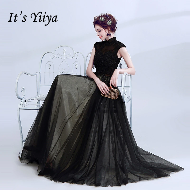 

It's Yiiya 2018 Hot Elegant Luxury Evening Dresses Sexy Famous Designer Pearls Sleeveness Party Formal Dress LX217