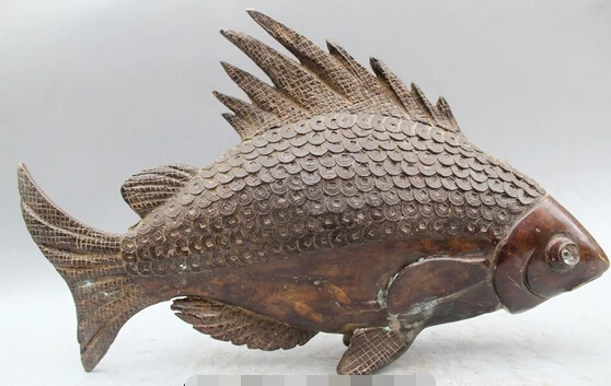 

wholesale factory 10"China Chinese Folk Purple Bronze Lifelike Lucky Beautiful Money shark Statue
