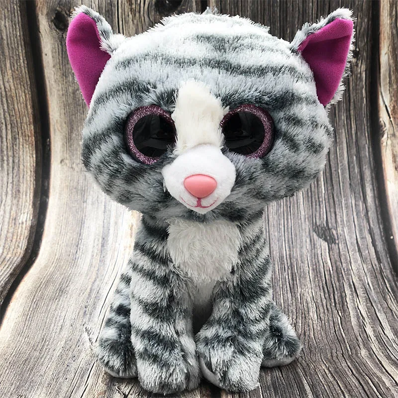 

25cm Stuffed Big Eye Ty Beanie Boos Soft beanie boo Plush Toy Stuff Doll Silver Gradient Dog Husky Ty Toys For Girl Children