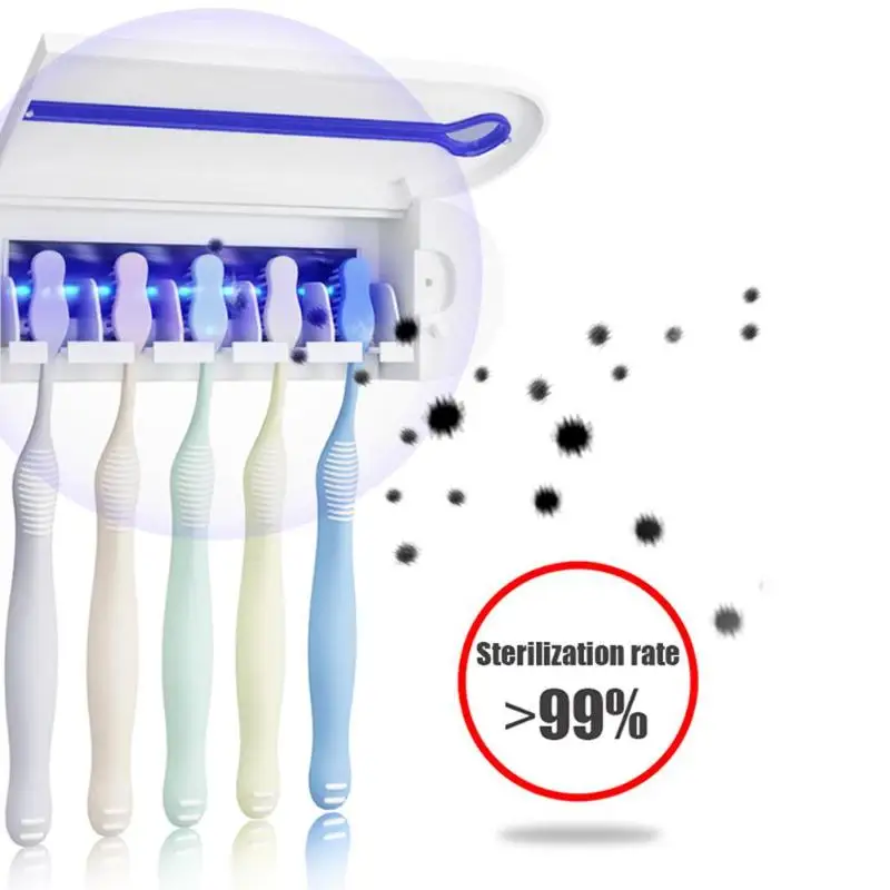 2 in 1 UV Toothbrush Sterilizer Auto Toothpaste Dispenser Bathroom Holder