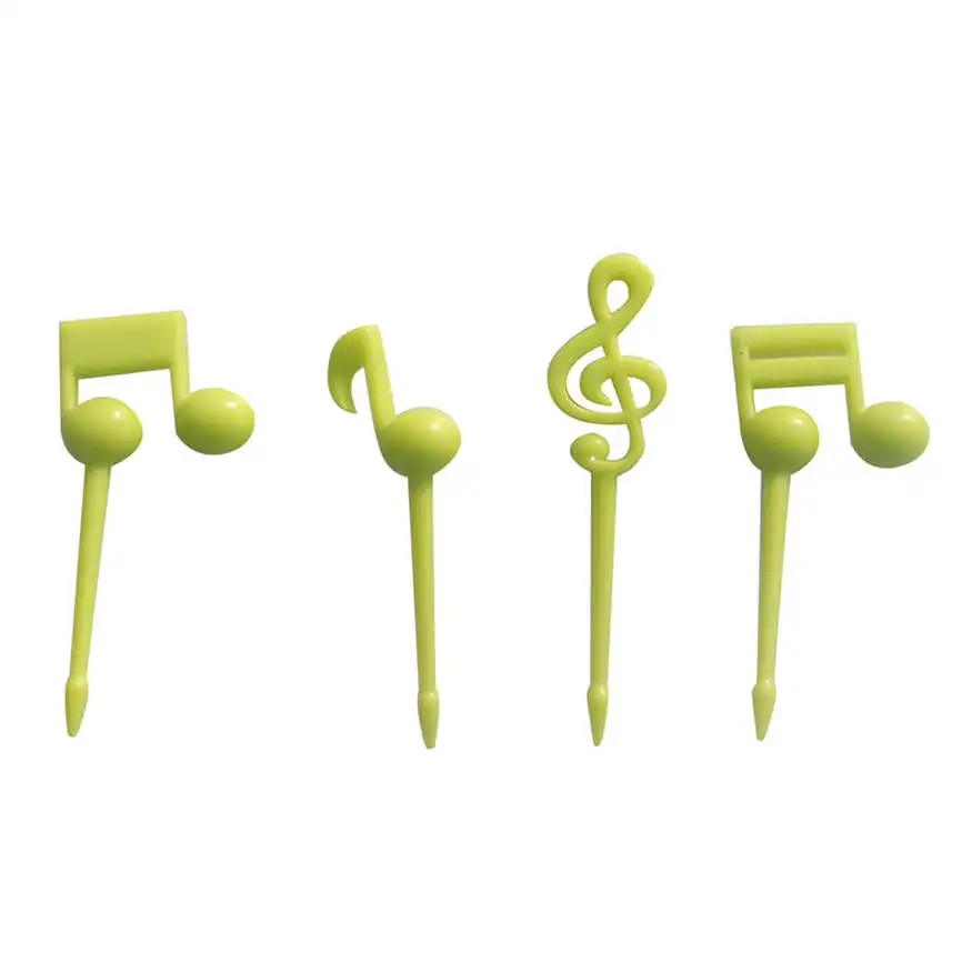New Quality 16Pcs Musical Note Mini Food Fruit Forks Baby Lunch Box Tableware Random