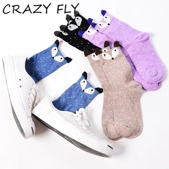 

CRAZY FLY 2019 New Cartoon Animal Paradise Women Cute Funny Happy Socks High Quality Kawaii Female Spring Summer