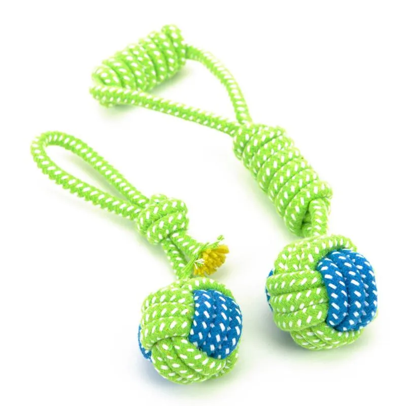 Green Toy Pet Dog Chews Cotton Rope Knot Ball Grinding Teeth Odontoprisis Pet Toys Large Small Puppy doggy chewing Ball sale