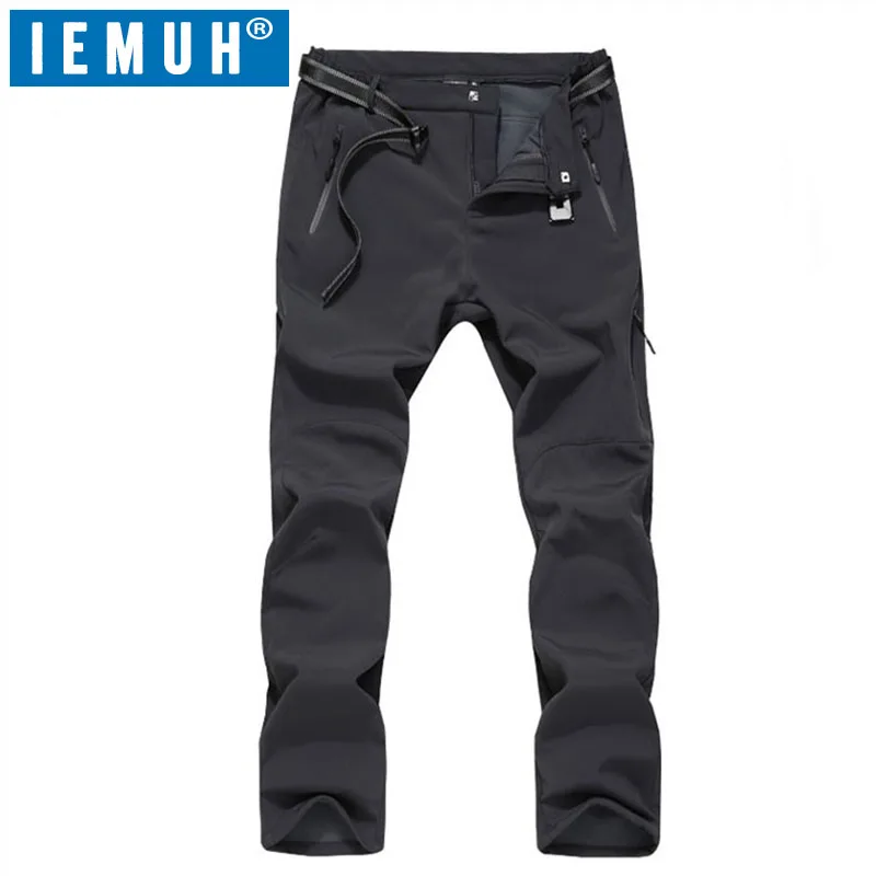 Iemuh marca tamaño l-5xl hombres invierno esquí Pantalones fleece Softshell Pantalones de senderismo deportes al aire libre Pantalones trekking camping Pantalones de correr
