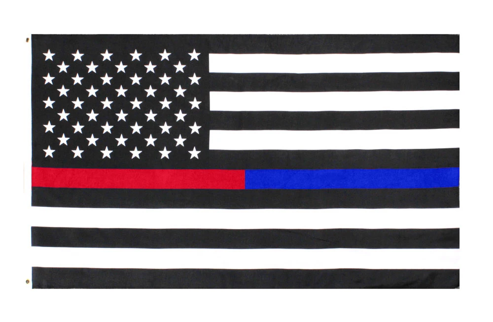 

Xiangying handing 3x5Fts Thin Red And Blue Line Dual American Flag for Police Officers Firefighters First Responders